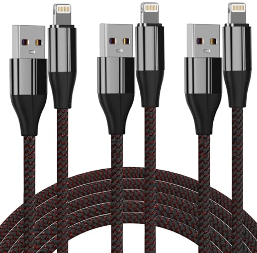 FEEL2NICE iPhone Charger Cable [MFi Certified],(3 Pack 2M) Nylon Braided Lightning Cable, iPhone Charging Cord USB Cable