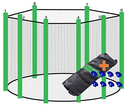 walexo Trampolin Sicherheitsnetz für 8 Stangen Größen – langlebiger Schutz mit sicherer Einstiegsöffnung