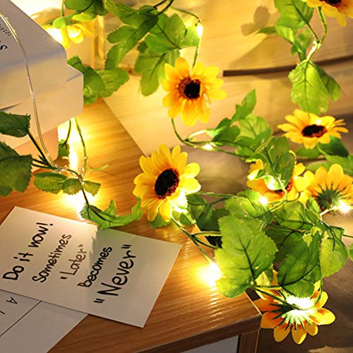 2 Meter Sonnenblume Kupferdraht Lichterkette， Freien Wasserdicht Beleuchtung， Plastik， Deko Weihnachten， Halloween， Party， Neujahr， Hochzeit，