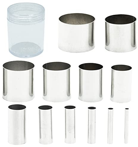 SZXMDKH Clay Cutters,12 Pieces Hole Hollow Punch Cutter Set Stainless Steel Round Circle Shape Cutters Molds Mini Cookie,Cutter Punch Tools for Clay Pottery Craft with Storage Case, Silver