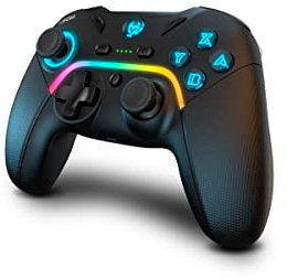KROM KAYROS - Manette de jeu sans fil, conçue pour la compétition, boutons et macros configurables, LED RGB, PC, SWITCH, ANDROID, IOS, smartphone, noir