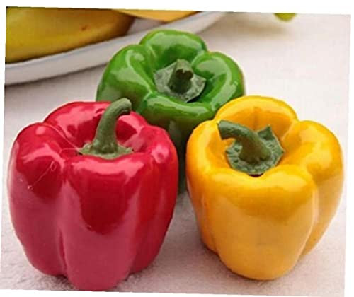 Haowul 3pcs Artificial Bell Peppers for Decoration Lifelike Simulation Hot Chili Super Realistic Fake Vegetables Red Yellow Green Pepper for Home Kitchen Restaurant Decor Photo Props