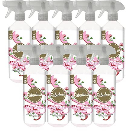 Fabulosa Multi Purpose, Multi Surface Odour Removing Disinfectant White Vinegar Cleaning Spray, 500ml, 9 Pack, Rose