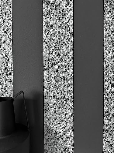 NEWROOM Vliestapet Svart Grå Randtapet - Modern Lantstil Ränder Linjer för Vardagsrum Sovrum