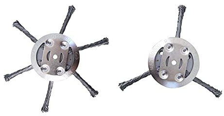 VENYAA 15,2 cm Unkrautbürste Stahldraht Rasentrimmer Stahldraht Radmäher Unkrautbürste Trimmer Kopf (Silber, 2 Stück)