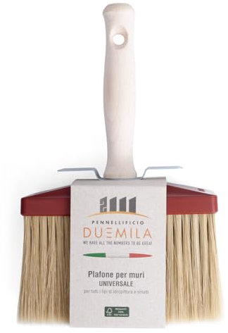 PENNELLIFICIO 2000 | Pennello Plafone Professionale per Pittori e Imbianchini, Con Manico in Legno, Pennello Pittura, per Pitture Murali, 6.5x16 cm - Made in Italy