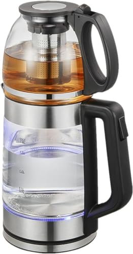 VENBER Turkish Glass Teapot 2 Tier Electric Tea Kettle Samovar Style Self-filtering Tea Kettle Stovetop Water Heater