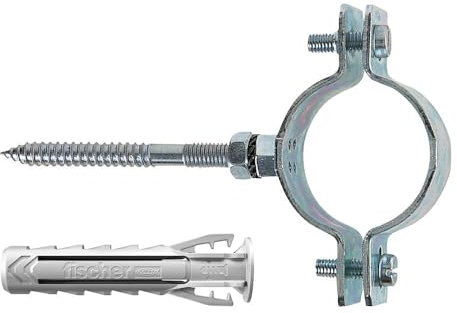 Fischer Collare CPT 1 per Fissaggio di Tubazioni in Metallo, Diametro Tubi da 31 mm a 34 mm, Include Tassello SX Plus 10 e Vite Doppia M8, 567674