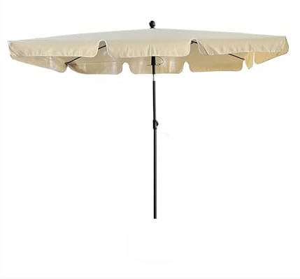 AKORD Ombrellone da Giardino Rettangolare FLOKS | 125x200x235 cm Inclinazione e altezza Regolabili | Ombrelloni da Spiaggia Esterno Balcone Terrazzo Antivento Impermeabile | Beige