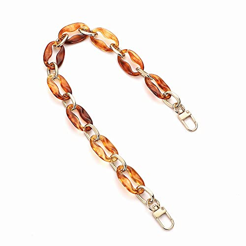 Anevous Acryl Taschenkette Schultergurt, Retro Tasche Link Kette Flacher Kettenriemen mit Schliessen Ersatzkette Taschengurt Trageriemen Kette für Taschen Umhängetasche Handtaschen,Braun A,100cm