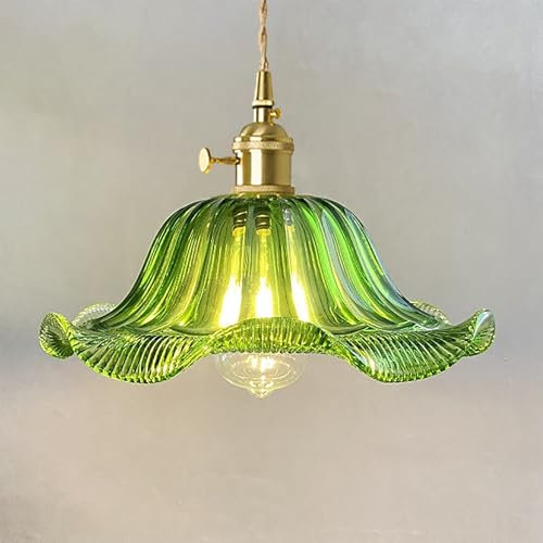 TOKTOP Anello del lampadario, sospensione decorativa floreale creativa vintage, E27 Lampada da soffitto verde per soggiorno sala da pranzo camera da letto
