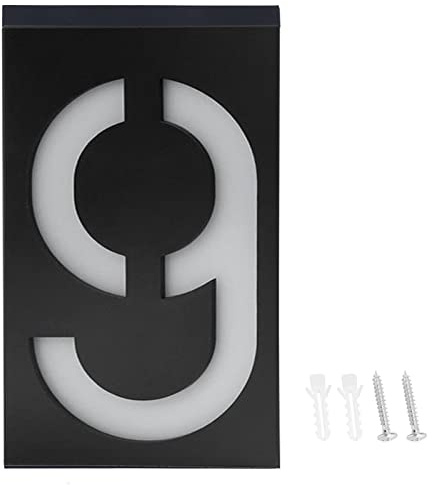 Haofy Panneau Lumineux LED avec Numéro d'Adresse Solaire, Affichage Numérique Clair 6 LED, Étanche pour Porte de Maison, Mur Extérieur, Villa, Magasin, Entrée de Bâtiment
