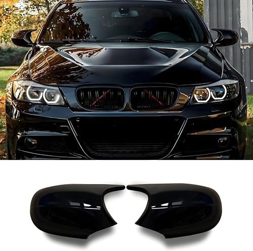 Jinpengyong Spiegelkappen, 1 Paar Auto Rückspiegel Kappe Tür Abdeckung für BMW E81 E82 E87 E88 LCI E90 E91 2009-2011 E92 E93 2010-2013 Glänzend Schwarz (For 1er E81 E87&3er E90 E91 E92 E93 LCI)
