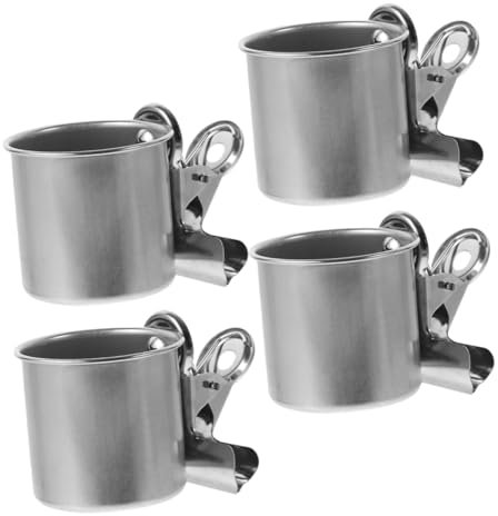 TINEASUR 4pcs Stainless Steel Bird Food Water Bowl Parrot Feeder Cage Accessories Small Bird Food Holder Parakeet Feeder