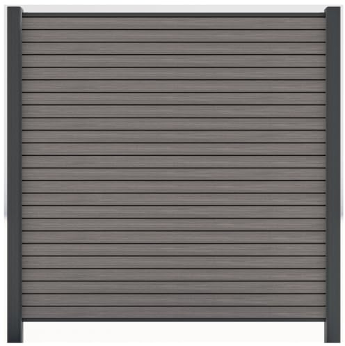 HORI Sichtschutz Rhombus-Style Komplettset | WPC Zaun | Robuster Windschutz | Modernes Lamellenzaun Design | Ideal für Garten&Terrasse | Einfach zu Montieren | 1,91 m I zum Aufschrauben I Graubeige