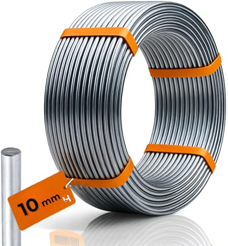 HausHeld® Blitzschutz Runddraht 5m – Alu fi10mm | Erdungsdraht AlMgSi | Hochwertiger Blitzableiter | Flexibler & Korrosionsbeständiger Erdungsdraht | Meterware für Erdung, Dach & Elektroinstallation