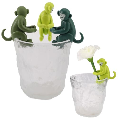 Lyreh 3pz Supporti per Piante da Interno, 3 Colori Divertenti Supporto Stelo delle Piante Idroponiche a Forma di Scimmia per Germogli Steli Germogli Talee Giardinaggio Interno ed Esterno