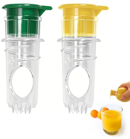 zitronenpresse mit schraubverschluss Entsafter für Zitrusfrüchte Langlebige manuelle Zitronenpresse aus Kunststoff mit integriertem Filter, kompaktes Design, ideal für Cocktails, Limonade, Saucen