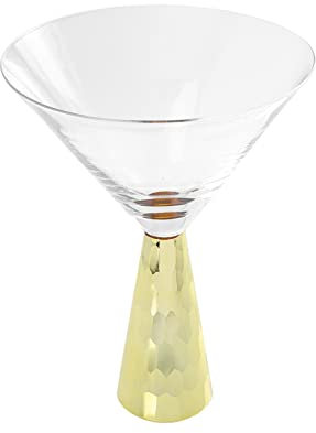 FUNOMOCYA Copa de Cóctel Dorada de Vidrio Elegante Base Estable para Uso en Bares y Eventos 134