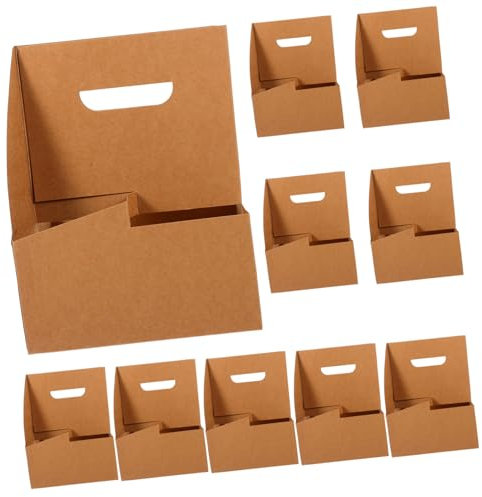 Ciieeo 10piezas Portavasos de Papel Kraft de Ranuras Portabotellas de Cartón para Cerveza Bandeja Portavasos para Reparto Food Trucks