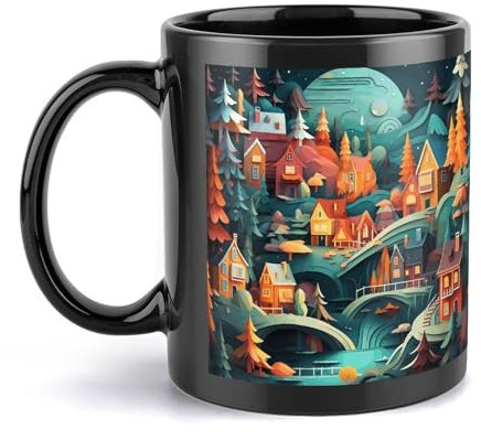 Keramiktasse im Kunststil, Papierschnitt, große Kaffeetasse mit Griff, einzigartiger Stil für jede Küche, personalisierbar, lustiger Latte-Tasse, ideal für Tee, heiße Schokolade, für Männer, Frauen