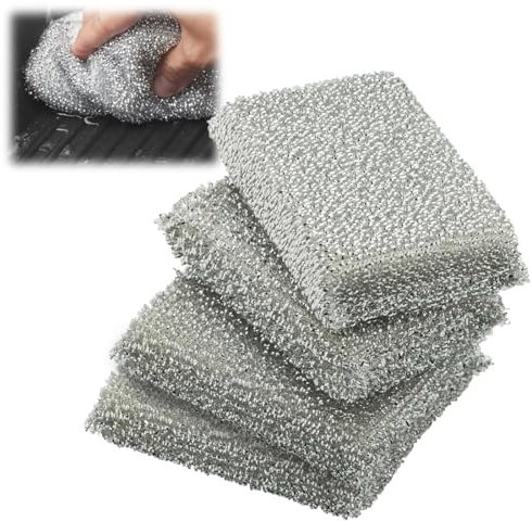 KYLOS Set Di 4 Cuscini Lucidi, Colore Argento, Spugna Di Lurex Ideale Per Padelle, Pentole, Piani Cottura In Vetroceramica