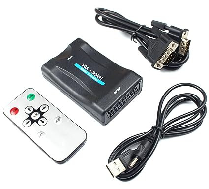 NUOBESTY Adaptateur Convertisseur Vga vers Scart sans et Portable pour TV Scart Compatible Ntsc Pal