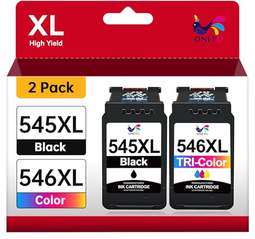 ONLYU PG545XL CL546XL Cartuchos de Tinta Remanufacturado para Canon 545 546 XL Compatible con Pixma TS3350 TS3150 TS3450 TS3351 MG2550S MG2550 MG2950 TR4650 TR4550 TR4551 MX495 (Negra y Color)
