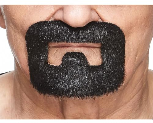 Mustaches Selbstklebender Inmate Falscher Bart, Neuheit, Falsche Gesichtsbehaarung, Kostümzubehör für Erwachsene, Schwarz Glänzend Farbe