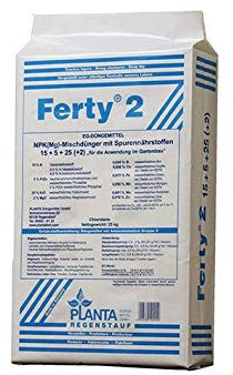 Ferty 2, NPK(Mg) 15-5-25+(2) + microelementi (25 kg), concime in polvere idrosolubile per piante e fiori