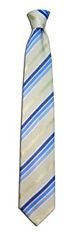 Remo Sartori - Cravatta In Pura Seta A Righe Blu Su Fondo Sabbia, Made In Italy, Uomo