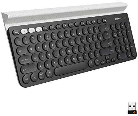 Logitech K780 Multi-Device Wireless Keyboard for Computer, Phone and Tablet – Flow Cross-Computer Control Compatible - Speckles, White