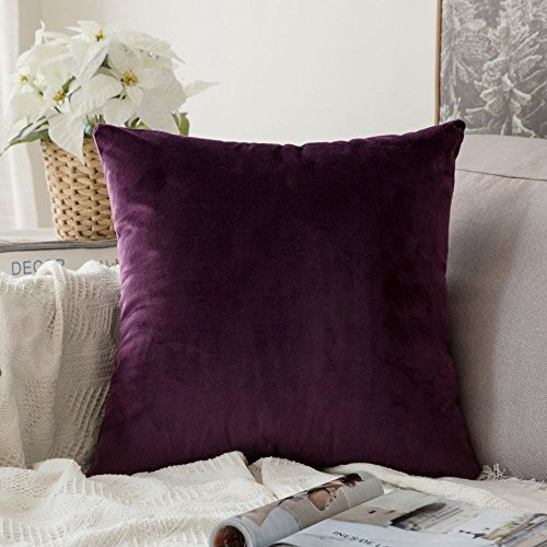 MIULEE Kissenbezug 40x40 cm samtkissen couchkissen Aubergine | Kissenhülle Dekorative Dekokissen Sofakissen Wurfkissenbezug mit Verstecktem Reißverschluss Sofa Schlafzimmer