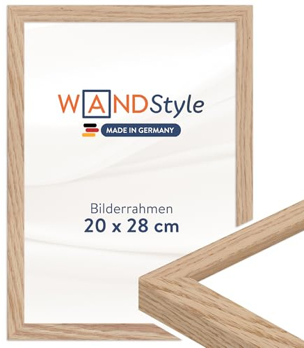 WANDStyle Bilderrahmen 20x28 Eiche, moderner Bilderrahmen Holz 20x28 cm | Hochwertiger Holzbilderrahmen, Posterrahmen zum Aufhängen, Rahmen 28x20 cm, Fotorahmen H950 - Made in Germany