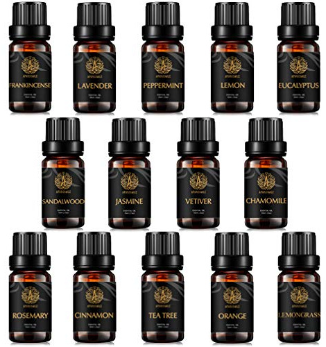 Top 14 100% reines Sandelholz ätherisches Öl für Diffusor - Jasmin,Vetiver,Eukalyptus,Orange öle..., Therapeutische Grade Lavendel ätherische Öle Set, Aromatherapie Weihrauch ätherisches Öl für Hause