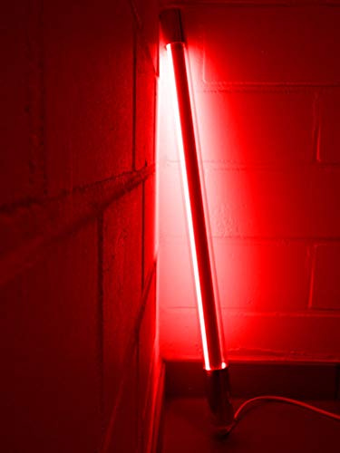 Licht-Idee Led Leuchstab mit Blendschutz bruchsicher IP20 63cm rot mit Anschlußkabel und Schalter in weiß, 10Watt Party Deko Schaufenster farbig bunt energiesparend