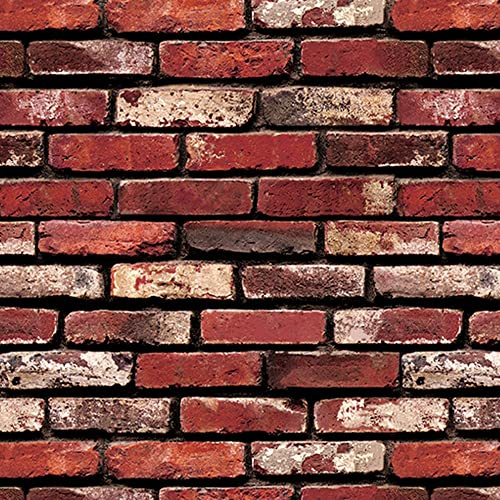 Ohmywor Peel and Stick Brick Wallpaper, Red, 45x300CM