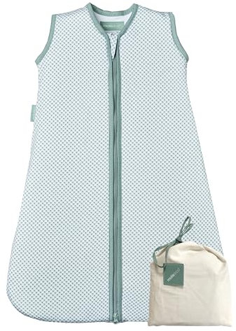 molis&co - Baby Schlafsack ärmellos - Ideal für Frühling und Herbst - Babyschlafsack 1 tog ohne Ärmel - Leicht gepolstert - 100% Baumwolle (Oeko-TEX 100), Premium Qualität - Vichy Green (85 cm)