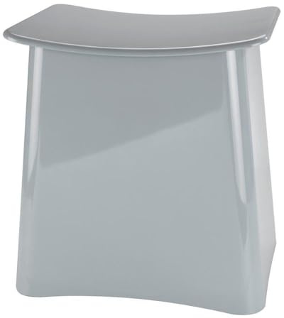 WENKO Badhocker Wing, 2 in 1, Sitzhocker und Wäschekorb, Hocker mit Deckel und herausnehmbarem Wäschesack, aus hochwertigem Kunststoff, Fassungsvermögen Wäschesammler 33 L, 45 x 48 x 33 cm, Grau