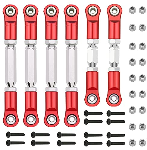 AIYIHOBBY Aluminum Adjustable Tie Rods & Turnbuckles Toe Links Set Linkage Steel for 1/10 Arrma Senton 4X4 550 Granite 4X4 550 Replace AR330446 AR330515 (Red)