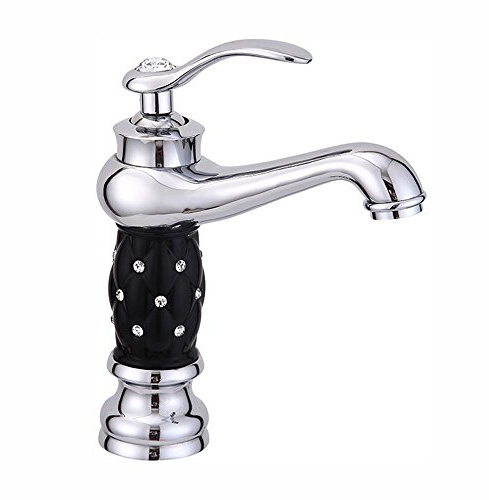 Miscelatore Rubinetto per bagno Rubinetto in ottone dorato con rubinetteria in cristallo/diamante Rubinetteria calda e fredda di lusso (Color : WV0032)