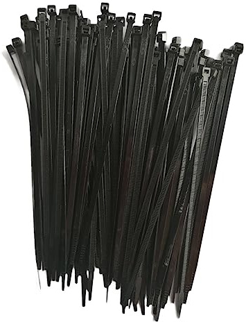 CASTEELS - COLLIERS DE SERRAGE PLASTIQUES NOIR TYPE RILSAN - LOT 100 ATTACHE SERRE CABLES 4.5 mm x 200 mm