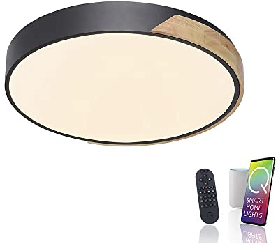 Paul Neuhaus LED Deckenleuchte smart home CCT dimmbar Fernbedienung Schwarz | Alexa kompatibel, dimmbar per Fernbedienung, warmweiß - kaltweiß