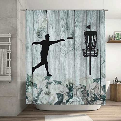 KURISOE Disc Golf Shower Curtain Flower, 72x72 Inchs Bath Curtain for Bathroom Decor, Washable Polyester with Hooks