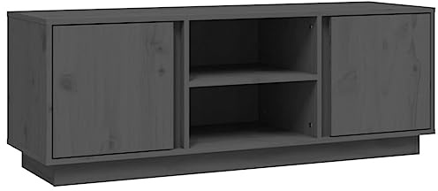 vidaXL TV Schrank Lowboard TV Möbel Tisch Board Sideboard Fernsehtisch Fernsehschrank HiFi-Schrank Wohnzimmer Grau 110x35x40,5cm Massivholz Kiefer