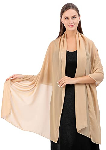 Proumhang Kvinnor Mjuka Chiffonsjalar Scarves Wraps för Brud brudtärna bröllop fest kväll Klänning och speciella tillfällen Klänningar 70cm x 200cm Guld