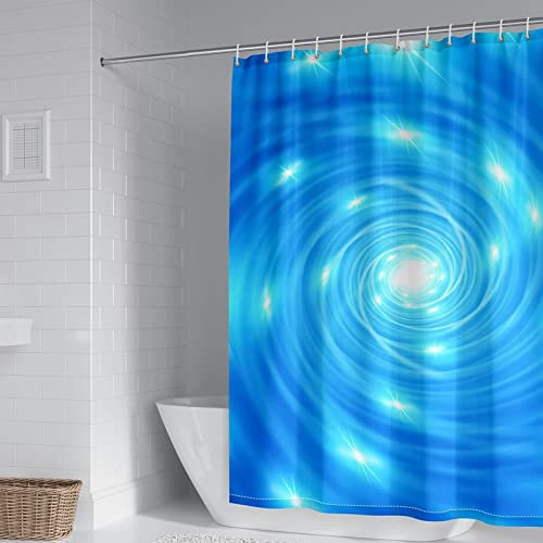 Aotiwe Badezimmer Gardinen Blickdicht, Bad Vorhang Blau Wirbeln Sie mit Sternenlicht Polyester 150X200cm