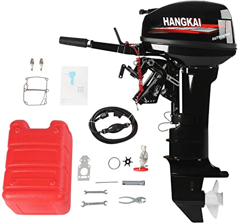 awolsrgiop 2 Stroke 18HP Outboard Motor Gas-Powered Water Cooling Boat Engine Long Shaft Tiller Control 246CC Heavy Duty Fishing Boat Kayak Engine Outboard Motors Boat Engine Motor