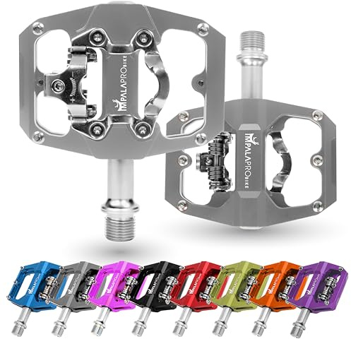 IMPALAPRO - Pédales de Vélo à Double Fonction, Pedales Plates VTT et Pedale VTT Automatique Compatibles avec Le Pedale VTT Shimano SPD - Pedales MTB avec Cales SPD 9/16'' (Gris)