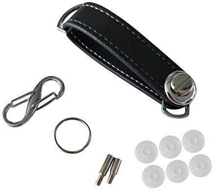 Fvoagaou Mode Auto SchlüSselbeutel Tasche Fall Brieftaschenhalter Kette SchlüSsel Brieftasche Ring TaschenschlüSsel Organizer Smart Leder SchlüSselbund Schwarz